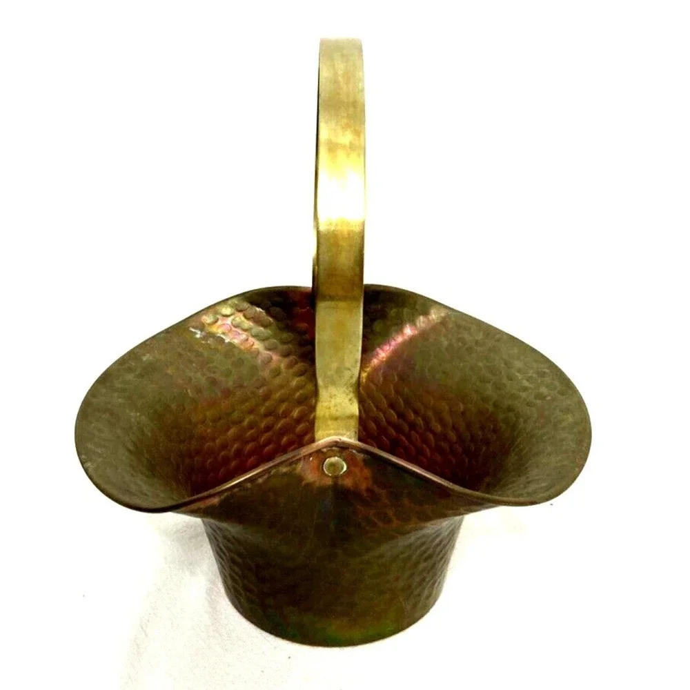 Vtg Arrow Metal New York Hammered Copper Brass‎ Basket Handcrafted USA